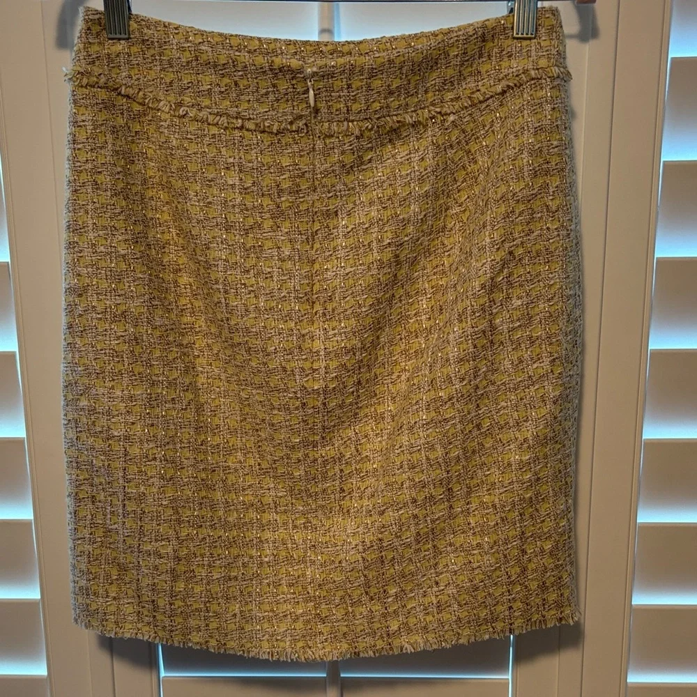 Ann Taylor Pale Yellow and Gold Tweed Skirt NWOT